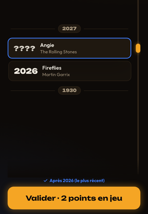 La frise chronologique : placez la carte mystère à la molette